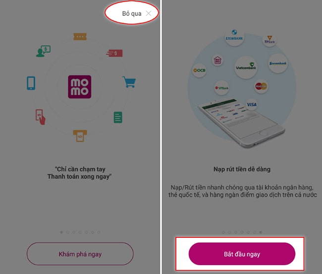 Mở ứng dụng ví Momo